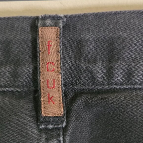 Fcuk Gray Corduroy Front Denim Back Button Front Cotton Jeans Size 32 - Picture 6 of 8